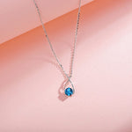 FANCIME "Lucky Wishbone" Aquamarine March Gemstone Sterling Silver Necklace Detail