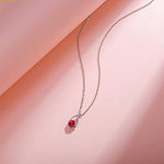 FANCIME "Lucky Wishbone" Ruby July Gemstone Sterling Silver Necklace Full
