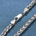 FANCIME Men's Thick Wheat Link Sterling Silver Bracelet Link