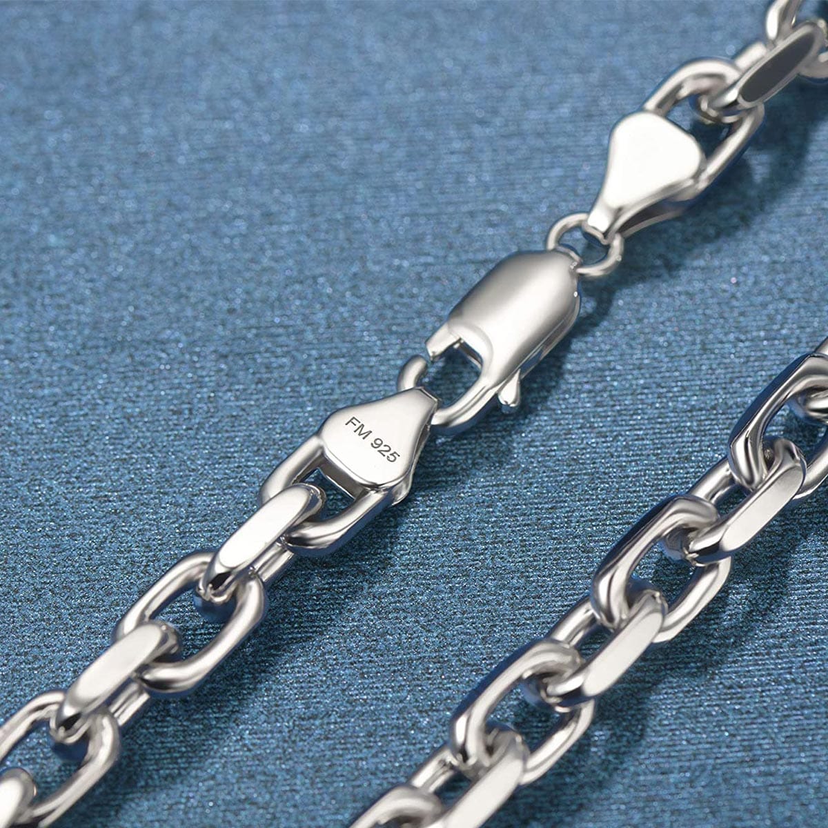 FANCIME Men's Oval Cable Chain Sterling Silver Bracelet Link