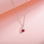 FANCIME "Lucky Wishbone" Ruby July Gemstone Sterling Silver Necklace Detail