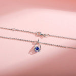 FANCIME "Lucky Wishbone" Sapphire September Gemstone Sterling Silver Necklace Back
