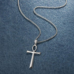 Fancime Polished Ankh Cross Pendant Sterling Silver Necklace 20 Inches