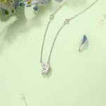 FANCIME "Aqua Joy" Sterling Silver Cut CZ Stones Flying Butterfly Necklace White Side