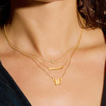 FANCIME "Simply Bar" Horizontal Gold Bar 14K Yellow Gold Necklace Show