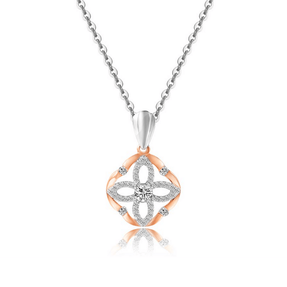 FANCIME Flower Luxury Diamond 18K White Gold Necklace Main