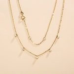 Fanci “5 Stone” Minimalist Chain 14K Solid Gold Necklace Full