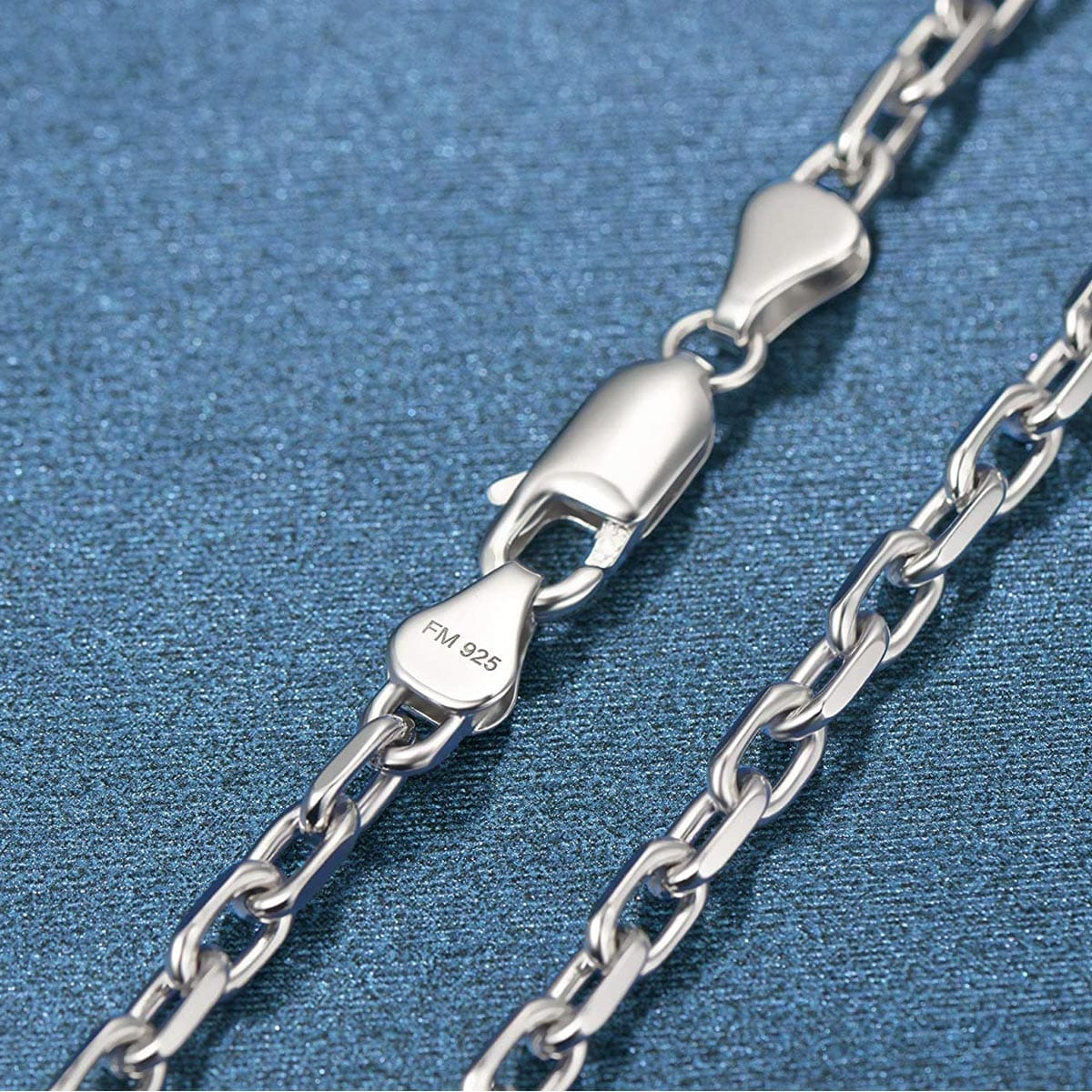 FANCIME Men's Oval Cable Chain Sterling Silver Bracelet Link