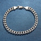 FANCIME Mens Cuban Link Chain Sterling Silver Bracelet Show