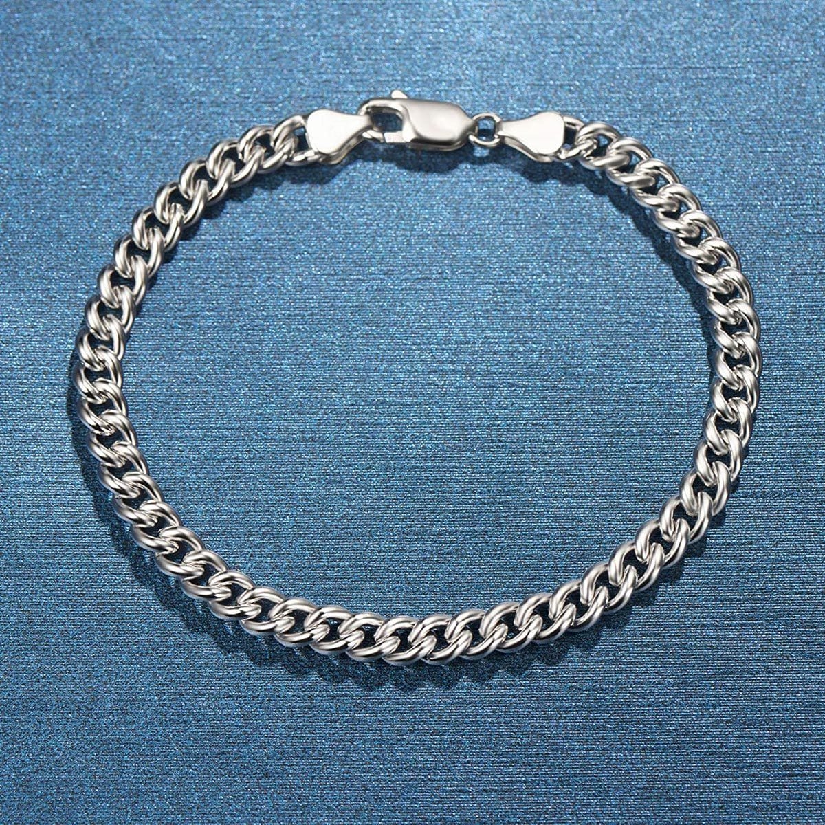 FANCIME Mens Cuban Link Chain Sterling Silver Bracelet Link