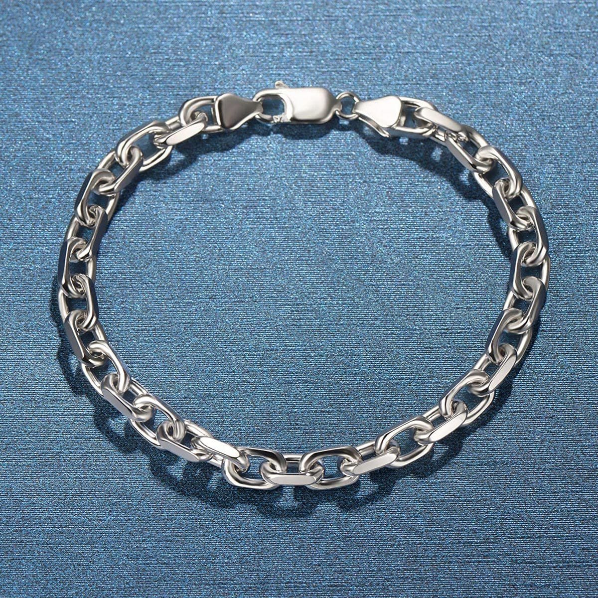 Oval Cable Chain Bracelet Gift for Men in Sterling Silver