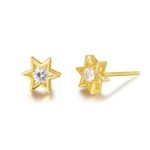FANCIME "Starburst" Diamond Star 14K Yellow Gold Stud Earrings Main
