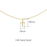 FANCIME Mignon Cross 14K Yellow Gold Necklace Size