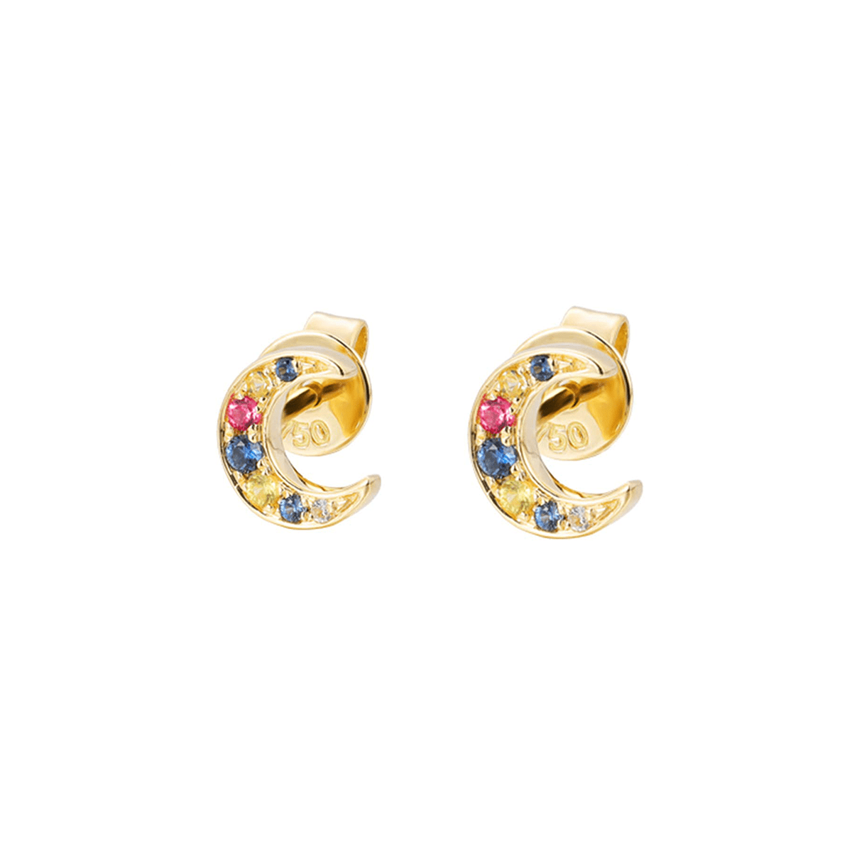 Yellow gold moon design fine jewelry earrings 