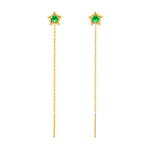 FANCIME Star Emerald 18K Yellow Gold Threader Earrings Main