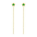 FANCIME Star Emerald 18K Yellow Gold Threader Earrings Main