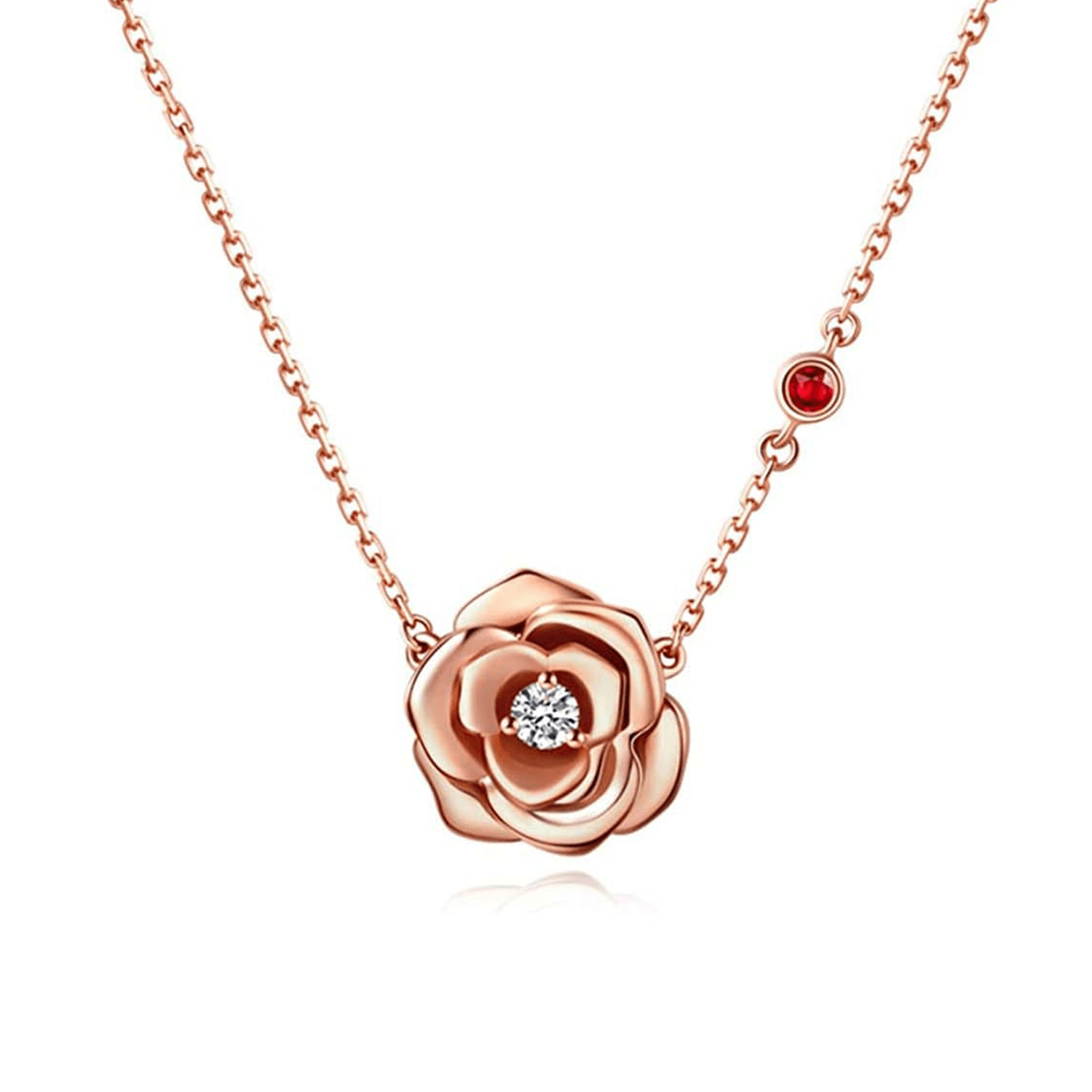 FANCIME "My Rose" 14k Solid Rose Gold Necklace Main