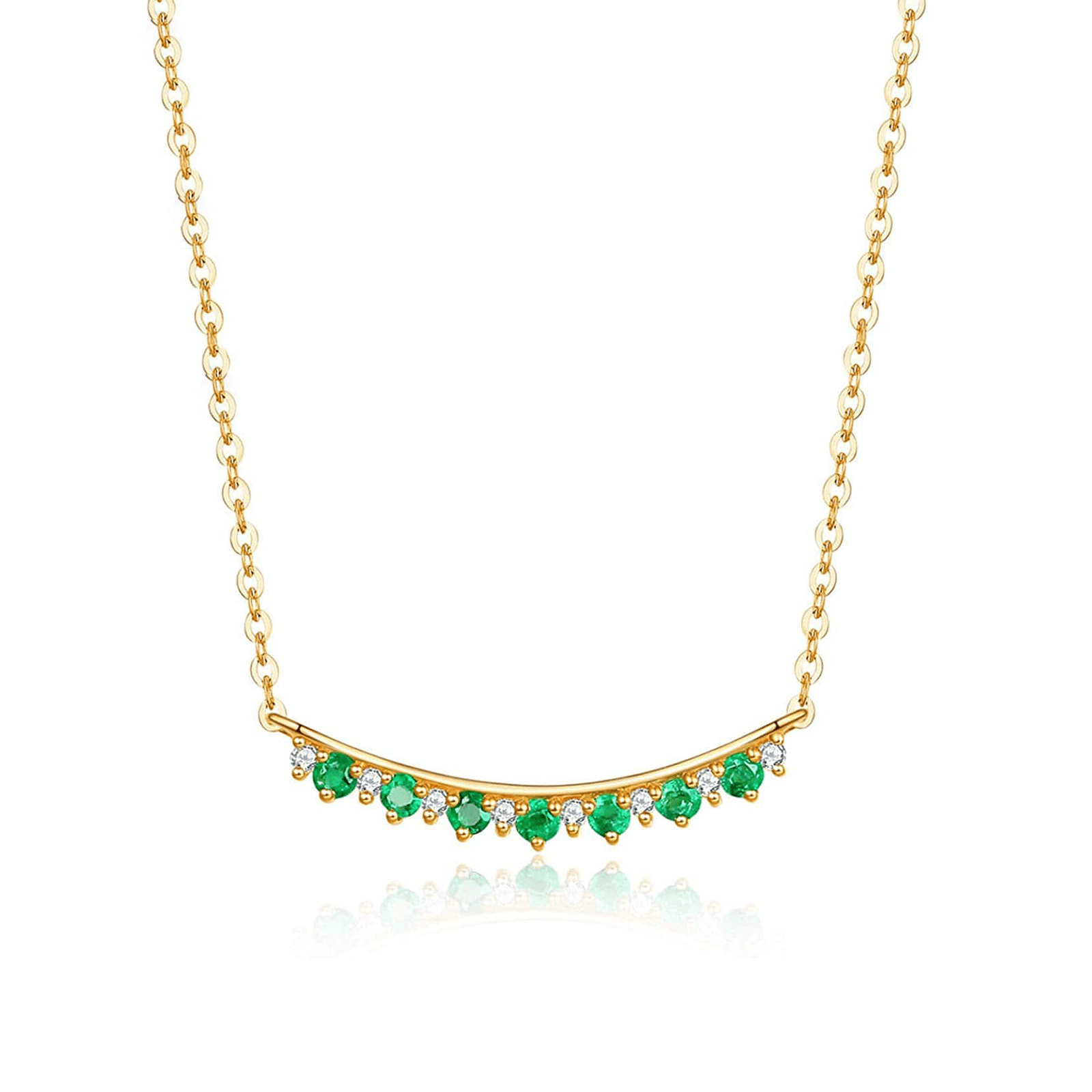 FANCIME "Mademoiselle Green" Green Emerald Smile 14K Yellow Gold Necklace Main