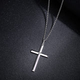 FANCIME Beveled Edge Cross Sterling Silver Necklace Detail2