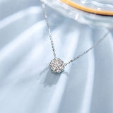FANCIME Moissanite Flower Prong 14K Solid White Gold Necklace Detail