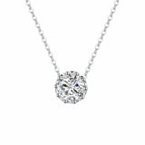 FANCIME Moissanite Flower Prong 14K Solid White Gold Necklace Main