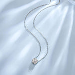 FANCIME Moissanite Flower Prong 14K Solid White Gold Necklace Full