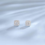 FANCIME 2CTTW Moissanite Square 14K Solid White Gold Stud Earrings Show