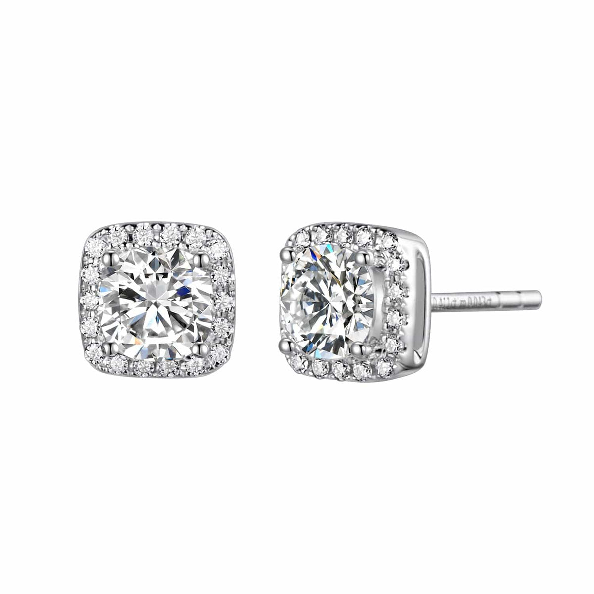 FANCIME 2CTTW Moissanite Square 14K Solid White Gold Stud Earrings