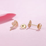 FANCIME Minimalist Heart 14K Yellow Gold Stud Earrings Show
