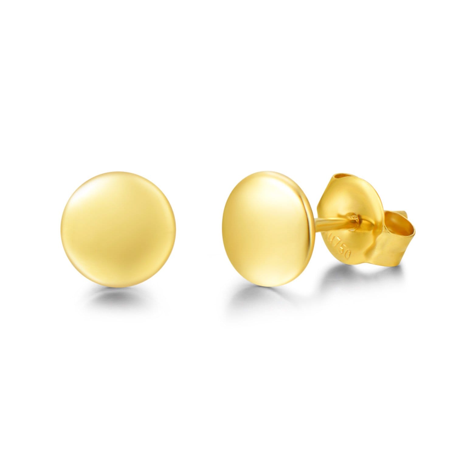 FANCIME Flat Round Button 14K Yellow Gold Stud Earrings Main