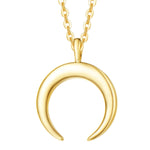 Crescent Moon Double Horn Necklace in 14k Solid Yellow Gold