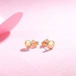 FANCIME Flat Round Button 14K Yellow Gold Stud Earrings Show