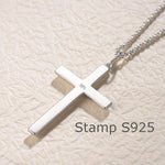 FANCIME Mens Gold Plated Beveled Cross Sterling Silver Necklace Back