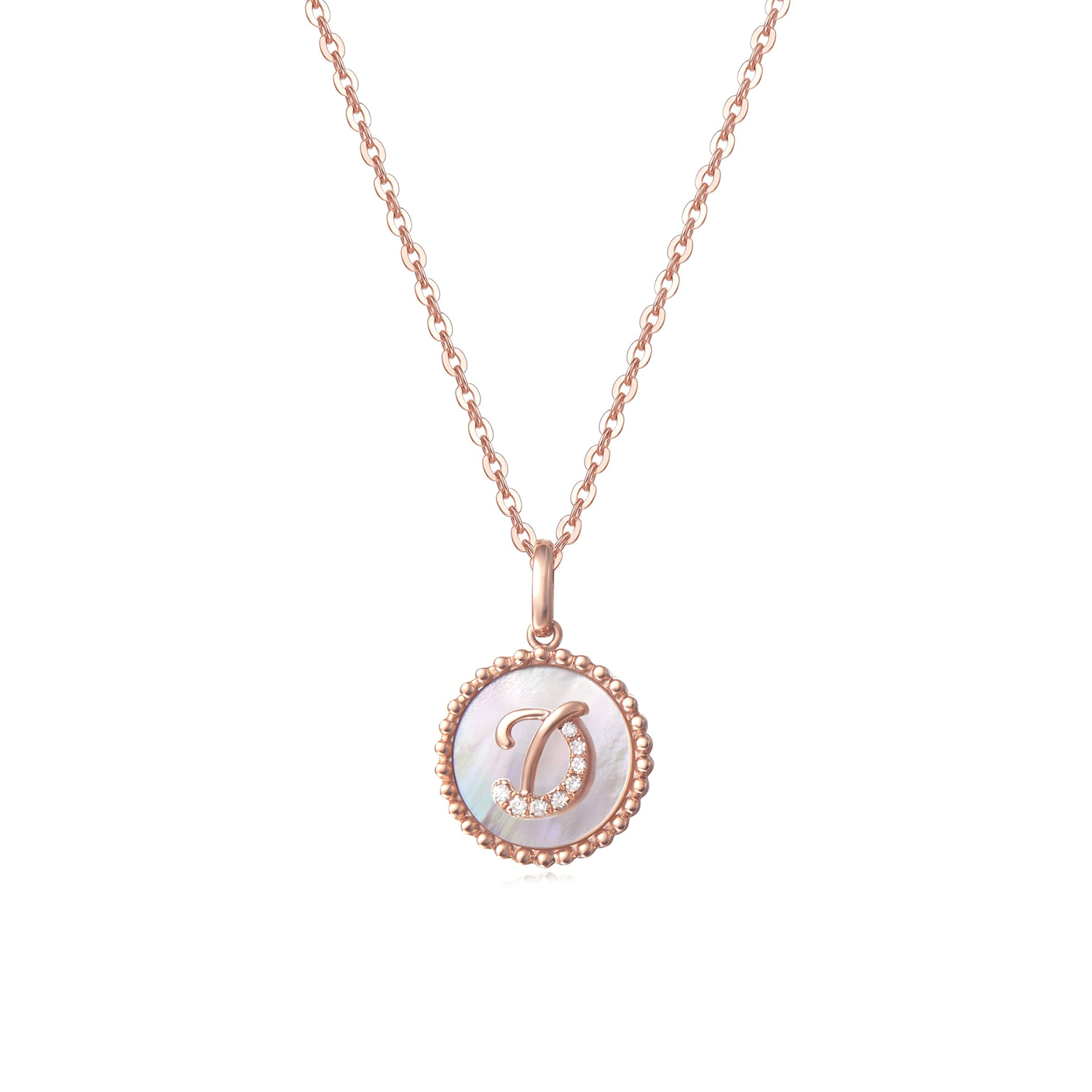 FANCIME Letter Initial Dainty 14K Rose Gold Necklace D Main
