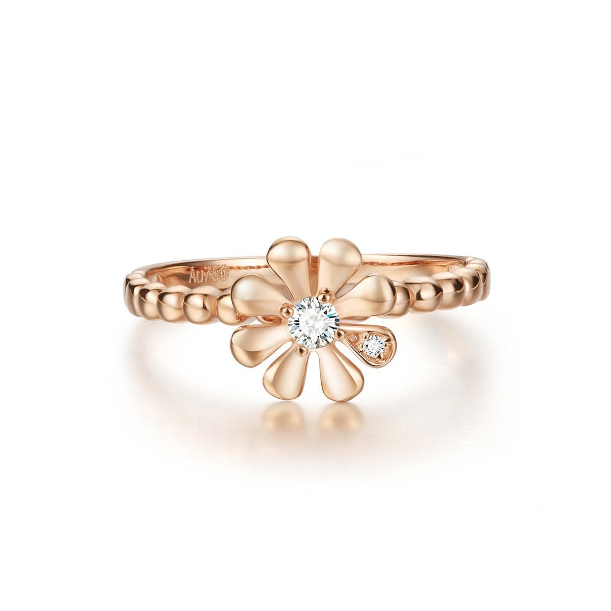 small flower 14k rose gold diamond ring for women