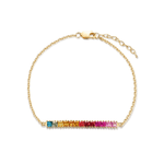 FANCIME "Rainbow Smile" Colored Sapphire Rainbow Bar 18K Yellow Gold Bracelet  Main'
