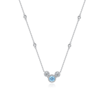 Fanci "Crystal Bleu" Halo Setting Round Shape Sterling Silver Necklace Blue Main