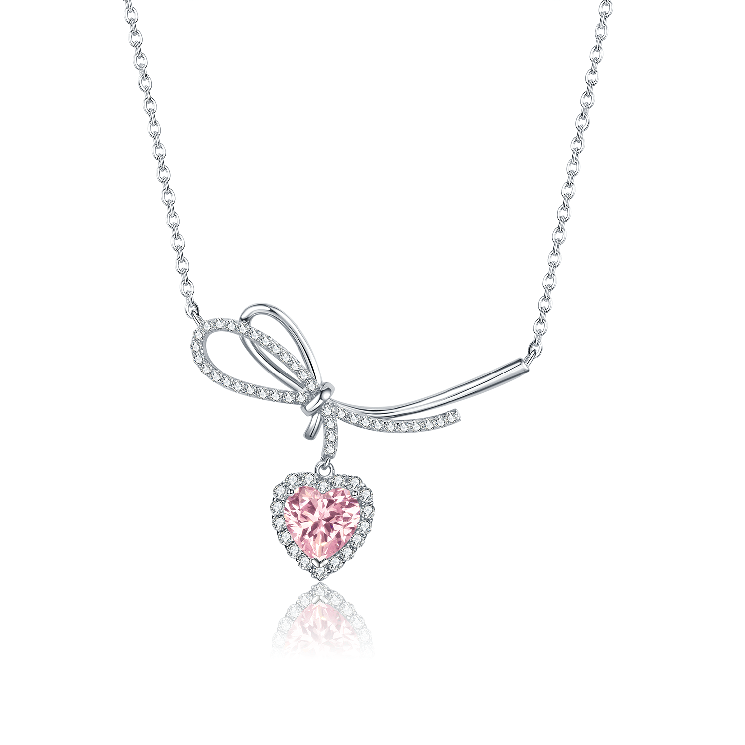 Handmade Sterling Silver Swarovski Crystal Rose AB Heart 6228 Necklace; Pink  | eBay