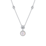Fanci "Crystal Blanc" Halo Setting Round Sterling Silver Necklace Main