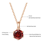 FANCIME Dark Red Garnet 14K Solid Rose Gold Necklace Size