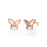 FANCIME "Vera" Diamond Butterfly 14K Rose Gold Earring Studs Main