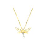 FANCIME CZ Dragonfly 14k Solid Yellow Gold Necklace Detail