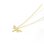 FANCIME CZ Dragonfly 14k Solid Yellow Gold Necklace Main