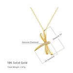 FANCIME Dragonfly 18K Real Solid Yellow Gold Necklace Size