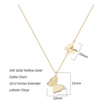 FANCIME "Golden Kiss" Butterfly 14K Yellow Gold Necklace Size