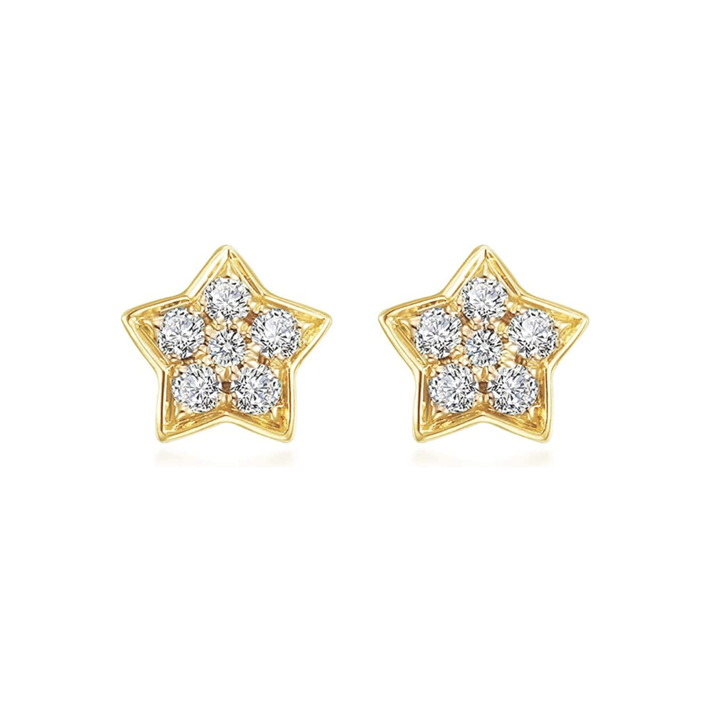 FANCIME Diamonds Star 14K Yellow Gold Stud Earrings Main
