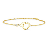 FANCIME Interlocking Heart Infinity 14K Solid Gold Bracelet