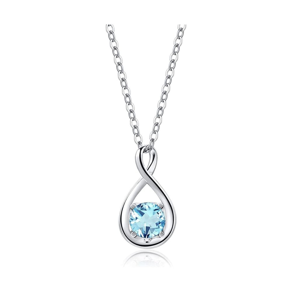 FANCIME "Birthstone" Aquamarine March Gemstone Sterling Silver Necklace Main