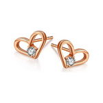 FANCIME Diamond Open Heart 14K Yellow Gold Stud Earrings Main