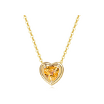 FANCIME Yellow Citrine Heart Birthstone 14k Yellow Gold Necklace Main